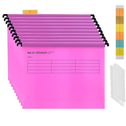 Hängemappen A4, 10 Stück Polypropylen Aktenschrank Hängemappen mit Tabs und Karteneinlagen für Schule Zuhause Arbeit Büro, mit Reitern, zum Aufhängen von Ordnern, Abheftung, Aufbewahrungsmappen(Rosa) Hängemappen A4, 10 Stück Polypropylen Aktenschrank Hängemappen mit Tabs und Karteneinlagen für Schule Zuhause Arbeit Büro, mit Reitern, zum Aufhängen von Ordnern, Abheftung, Aufbewahrungsmappen(Rosa) von MZSX