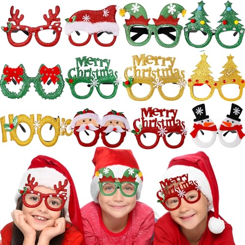 MZSX 12pcs Weihnachten Glitter Party Brille, Weihnachtsdekoration Brillen, Selfie Prop Xmas Brille Weihnachtsbaum Geweih Schneemann Weihnachtsmann, Urlaub Party Xmas Dekorationen Ornamente Geschenk MZSX 12pcs Weihnachten Glitter Party Brille, Weihnachtsdekoration Brillen, Selfie Prop Xmas Brille Weihnachtsbaum Geweih Schneemann Weihnachtsmann, Urlaub Party Xmas Dekorationen Ornamente Geschenk von MZSX