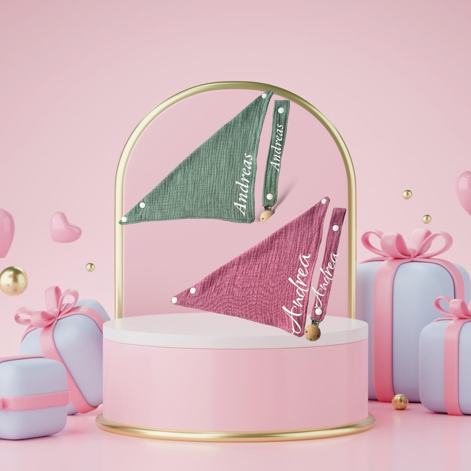 Musselin Schullerkette Mit Halstuch Namen 3D Bestickt, Personalisiertes-Baby Geschenk, Geburt, Handarbeit-Ökonickitücher-Lätzchen, Schnulerband Musselin Schullerkette Mit Halstuch Namen 3D Bestickt, Personalisiertes-Baby Geschenk, Geburt, Handarbeit-Ökonickitücher-Lätzchen, Schnulerband von MZYShopDesign