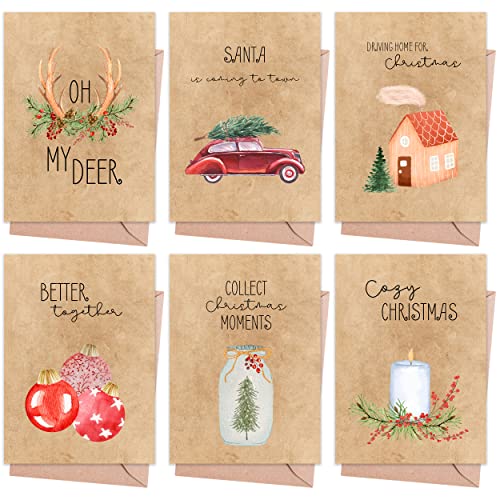 Weihnachtskarten mit Umschlag Set (12 Stück) - A6 Klappkarten für Weihnachten - Christmas Postkarte mit Umschlägen für deine Weihnachtsgrüße - Coole Weihnachtspostkarten mit und ohne Sprüche von MaFab Products