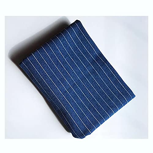 MaJu Gewaschener Jeansstoff Gestreifter Baumwollstoff Aus Baumwolle Heimtextilien Nähmaterial zum Nähen Von Anzughosen, Bekleidungszubehör(Breite: 150 cm)(Size:1.5 m,Color:Blau) von MaJu