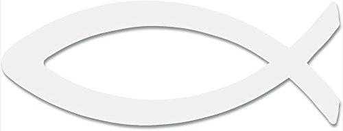 ICHTHYS FISCH AUFKLEBER 13 cm WEISS wetterfest für AUTO FAHRRAD TÜR oder FENSTER christliches SYMBOL von MaMeMi von MaMeMi