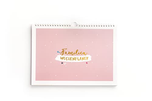 Familien Wochenplaner inklusive Aufkleber - A4 format - undatiert - Mit Notizfach für To-Dos oder Einkaufslisten - Wöchentliche Aktivitäten aufzeichnen - Ringbuch mit 66 Seiten - Wandkalender von Maan Amsterdam