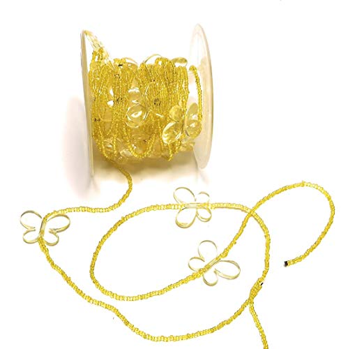 Mabella Perlenband 5m x 30mm Schmetterling/Butterfly Perlengirlande Perlenschnur Dekoband (gelb) von Mabella
