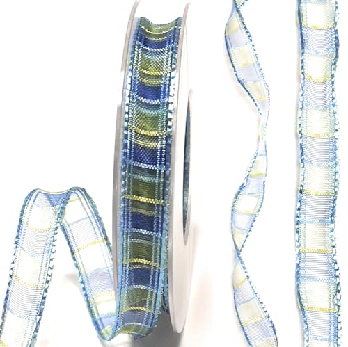 Mabella Schleifenband Organza 20m x 15mm blau - türkis Geschenkband Dekoband [2560] von MABELLA