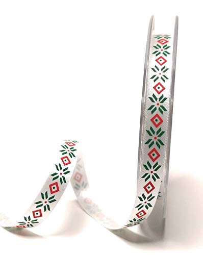 Mabella Satinband 20m x 10mm weiß - grün - rot Weihnachtsband SCHLEIFENBAND Dekoband [3444 von Mabella