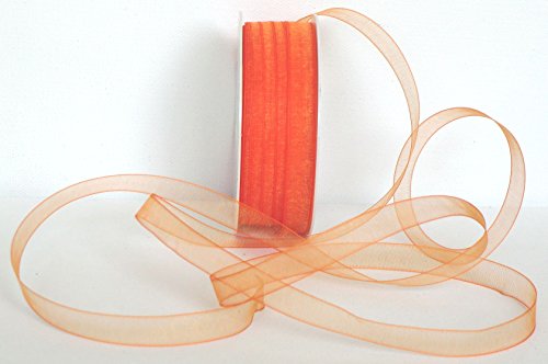 Mabella Schleifenband 50m x 10mm Organza Chiffon mit Webkante Dekoband (orange - 265) von Mabella