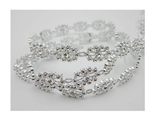 Silber Perlen-Band, 10mm, 4096, Dekorationsband, glänzend, Rückseite Glatt, Meterware, 1meter von Mabella