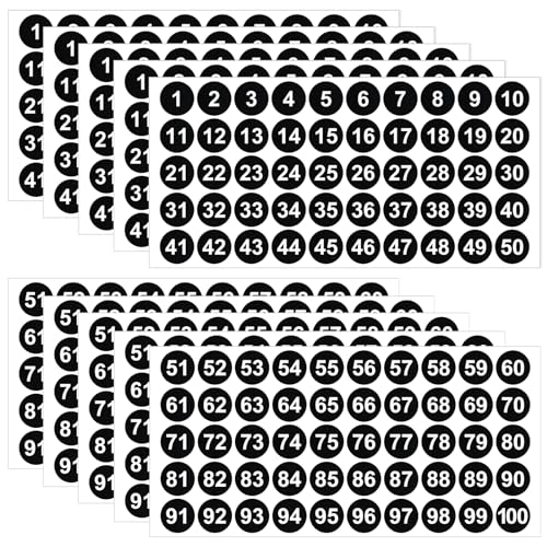 10 Blatt 1–100 Zahlen Aufkleber,Mabor 26 mm Große Klebezahlen,Wasserdichte Zahlen Etiketten Selbstklebend Nummern Sticker für Handorganisation Tagebuch Lagerverwaltung (schwarz und weiß) von Mabor