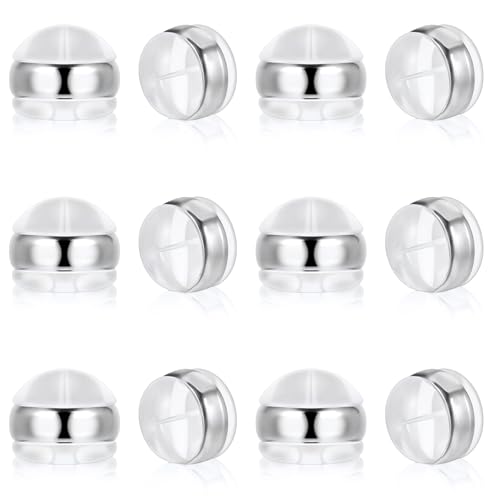 12 Stück Weiche Ohrring Verschlüsse Silikon,Mabor Anti-Tropfen Ohrringe Verschluss Hypoallergene Ohrstecker Transparente Halbrunde Ohrring Stopper für Schwere/Fallende Ohrringe(5,5 x 4,5mm) von Mabor