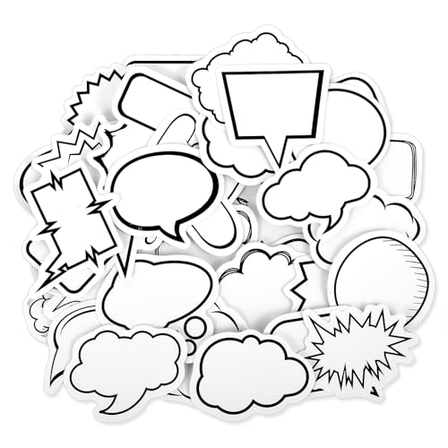180 Sprechblasen Aufkleber zum Beschriften,Mabor Comic Sticker Sprechblasen Blasendialog Sticker Fotoalbum Klebeetiketten zum Beschriften für Flaschen Tagebücher Memos und Fotoalben(Schwarz-Weiße) von Mabor