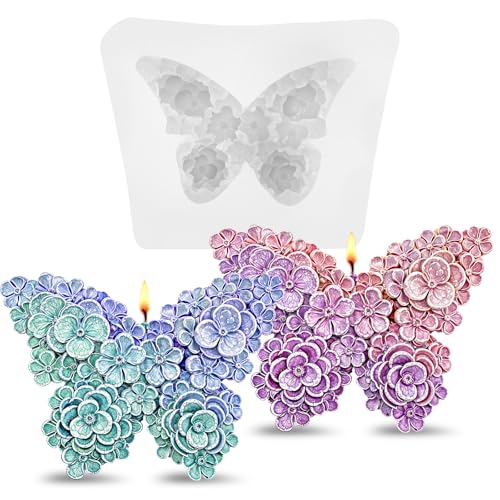 2 Stück 3D Schmetterling Gießformen Silikon,Mabor Silikonformen Gießformen Frühling Schmetterlinge Kerzen Formen Silikon Butterfly Epoxidharz Formen für DIY Kerzen Einfaches Entformen von Mabor