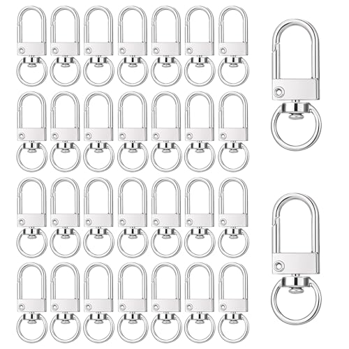30 Stück Metall Karabiner Schlüsselanhänger,Mabor Schlüsselanhänger silber Karabiner mit Drehgelenk 360° Drehbarem Krallenverschlüsse für DIY Handtasche Schmuck von Mabor