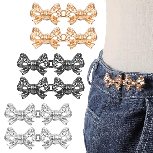6 Paare Hose Enger Machen Clip Schleife,Mabor Hosenbund Enger Machen Ohne Schlaufe Clip Kein Nähen Erforderlich Einstellbarer Hosenknopf für Damen Hosen Jeans Knöpfe Ohne Nähen von Mabor