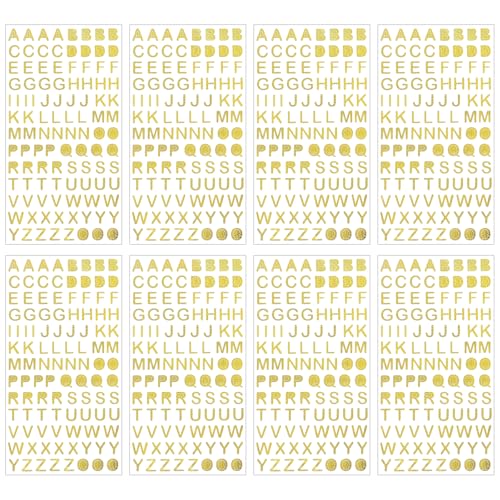 Mabor 8 Blätter Glitter Sticker Buchstaben Aufkleber Selbstklebende Aufkleber Buchstaben Gold zum Dekorative Alphabet Stickers für DIY Scrapbooking Handgemachte Grußkarten Hochzeit Umschlag von Mabor