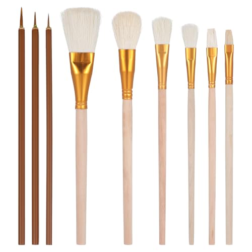 9 Stück Pinsel Set,Mabor Künstler Pinselset Acrylfarbe Set Keramik Bemalen Acryl Pinsel für Modellbau Keramikmalerei Kinder und Malbegeisterte(9 Größen) von Mabor