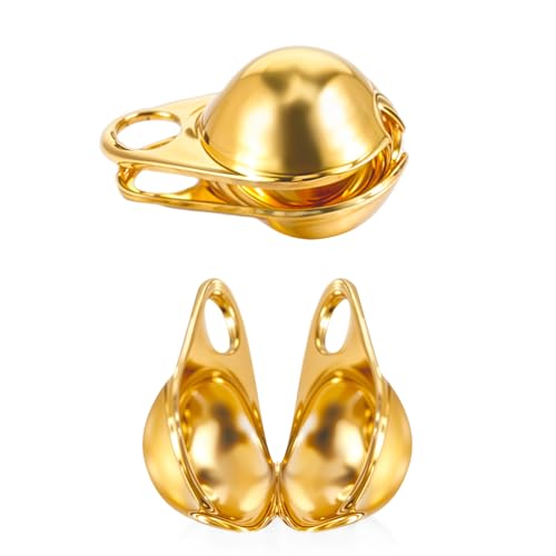 Mabor 100 Stück Edelstahl Quetschperlen Verschluss, Gold Quetsch Perlen Spitzen Perlenkappen Ketten Verschlüsse Perlenspitzen Knotenabdeckungen für Knoten Crimpzubehör DIY, 5.6x3.6mm von Mabor