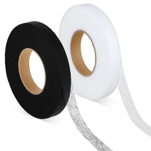Mabor 2 Rollen Saumband zum Aufbügeln, 64M/Rolle Saumband Selbstklebend Bügelband für Vorhänge Waschfest Bügelband zum Kürzen von Hosen Ohne Nähen Saumband Selbstklebend Stoffe Kleidung,15mm von Mabor