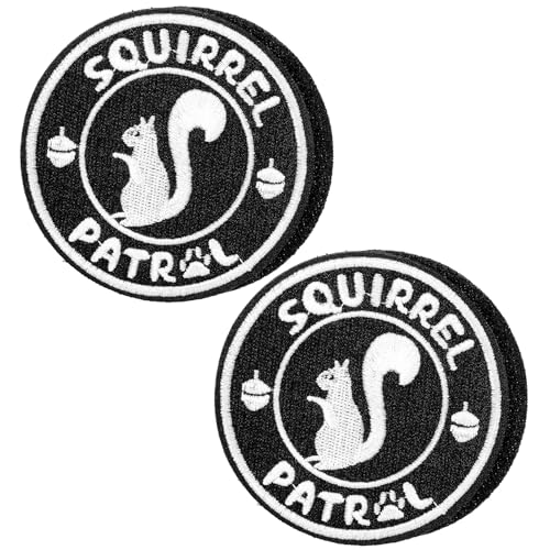 Mabor 2 Stück Squirrel Patrol Patch，Patch für Klett Lustig Patches Klett Lustig Gestickte Süße Tier Hundewesten Hundegeschirre Rucksäcke Turnbeutel Mützen Helme Airsoft Patches von Mabor