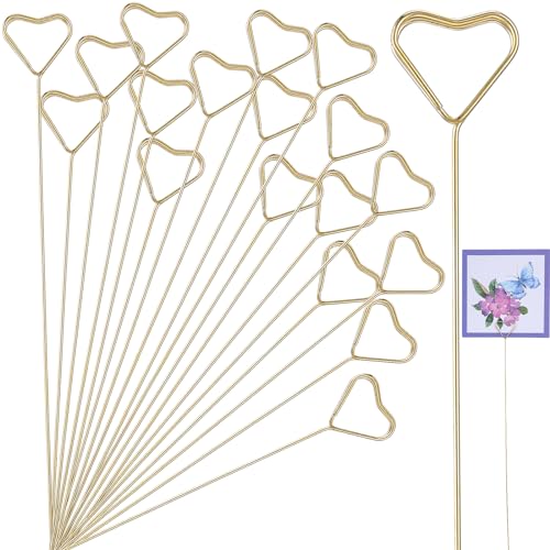 Mabor Goldene Blume Kartenhalter Sticks Tischkartenhalter Hochzeit Karte Tisch Blumenschmuck Tischdeko Gold Metal Card Picture Holder Pick Geeignet Für Hochzeit Party Geburtstag 20 Stück von Mabor