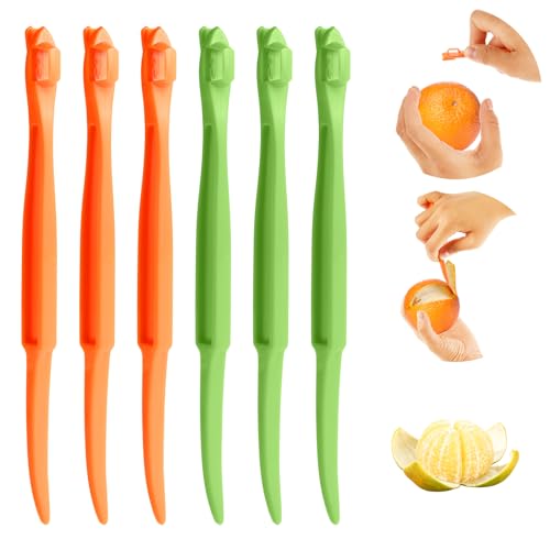 Mabor 6pcs Apfelsinenschäler，Orangenschäler Kunststoff Zitronenschäler Orangen Schälen Stäbchen Fruchtschäler für Grapefruit und Orange Obstschneider Küchenzubehör Gadgets Picknick im Freien Tragbar von Mabor