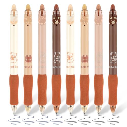 Mabor 8 Stück Radierbarer Kugelschreiber, 0,5 mm Radierbar Gelstift Cute Tier Stifte mit Löschbarer Stiftspitze Radierbare Tintenroller für Schulbedarf Bürobedarf(4 Blaue/4 Schwarz Tinte) von Mabor