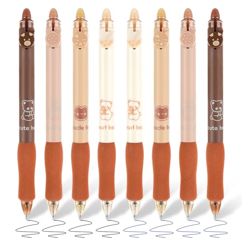 Mabor 8 Stück Gelschreiber Radierbar - 0,5mm Schwarz und Blau Tinte - Kawaii Kugelschreiber Radierbar mit Softgriff Reibungsloses Schreiben für Student Angestellter Chef von Mabor