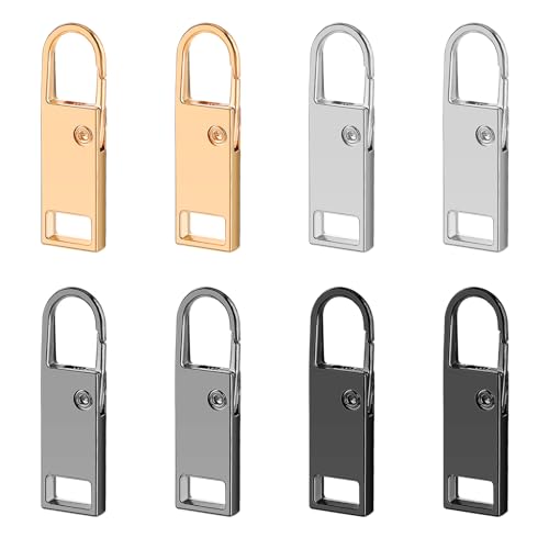 Mabor 8 Stück Reißverschluss Zipper Set, Universal Metall Reißverschluss Anhänger Für Reissverschluss Reparatur Set Ersatzteile Abnehmbares Metall Zipper Pull Züge für Rucksäcke Hosen Schuhe Kleidung von Mabor