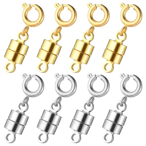 Mabor 8Pcs Gold Silber Magnetverschluss Kette Schmuck Verschlüsse Ketten Verschlüsse für Armbänder Magnetverschlüsse für Ketten Armbandverschluss Magnet Verschluss für Armband von Mabor