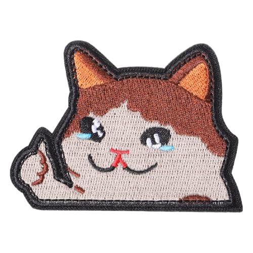 Mabor Cry Cat Patch，Klett Patch Lustig Rucksack Patches Klett Lustig Aufnäher Patches zum Aufbügeln Kawaii Katze Bestickte Klettpatch Kleidung Jeans Hüte Taschen Helme Hundewesten von Mabor