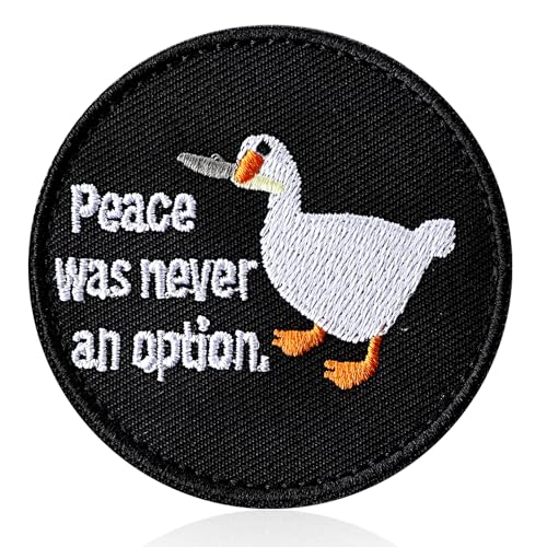 Mabor Cute Duck Military Tactical Patch Peace was Never an Option Duck Bite Knife Patch Black Funny Patches for Backpacks Jackets Jeans Applique Accessory von Mabor