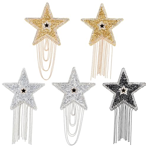 Mabor Funkelnde Strass aufnäher zum aufbügeln,5 Stück Stern bügelflicken mit Quasten für Kleidung Kleider Hüte Taschen Jacken DIY Dekoration Accessoires Mabor Funkelnde Strass aufnäher zum aufbügeln,5 Stück Stern bügelflicken mit Quasten für Kleidung Kleider Hüte Taschen Jacken DIY Dekoration Accessoires von Mabor