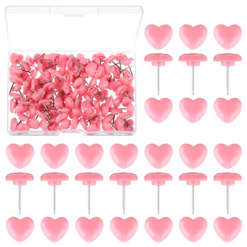 Mabor Pinke Reißzwecken, Herz-Pinnnadeln, niedliche Pinnnadeln für Korktafel, bezaubernde Pinnnadeln für Pinnwand, rosa Pinnnadeln zum Aufhängen von Haftnotizen in Cafés, Wohnungen, Dekorationen, von Mabor