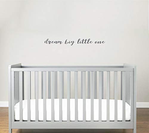 Dream Big Little ONE Schrift Träume Baby Sticker Vinyl Aufkleber Wandtattoo Kinder Decor Baby Jungen oder Mädchen Kindergarten, Kinderzimmer, Babyzimmer, Süß, Decal (Grau) von MacDecal.de