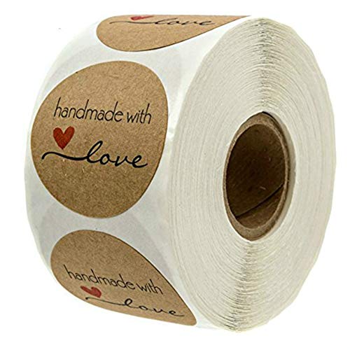 Macabolo 500Pcs Handmade with Love Stickers Runde selbstklebende Kraft Papier Etiketten dekorative Aufkleber Kraft Geschenkanhänger präsentieren Aufkleber Etiketten Macabolo 500Pcs Handmade with Love Stickers Runde selbstklebende Kraft Papier Etiketten dekorative Aufkleber Kraft Geschenkanhänger präsentieren Aufkleber Etiketten von Macabolo