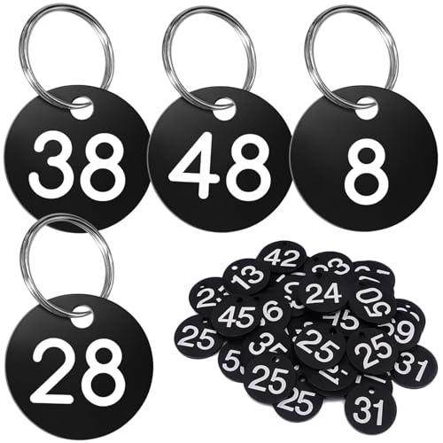 Nummerierte Schlüsseletiketten, schwarz, rund, Kunststoff, weiße Zahlen, Schlüsseletiketten mit Ring für Organisation, Klassifizierung und Sortierung, Aufbewahrung, 100 Stück Nummerierte Schlüsseletiketten, schwarz, rund, Kunststoff, weiße Zahlen, Schlüsseletiketten mit Ring für Organisation, Klassifizierung und Sortierung, Aufbewahrung, 100 Stück von Machify