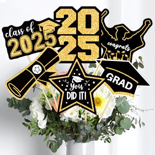 Tafelaufsätze für Tische, doppelseitig, Klasse 2025, Abschlussparty, Tafelaufsatz für 2025, Tischdekoration, Partyzubehör, 36 Stück von Machomby