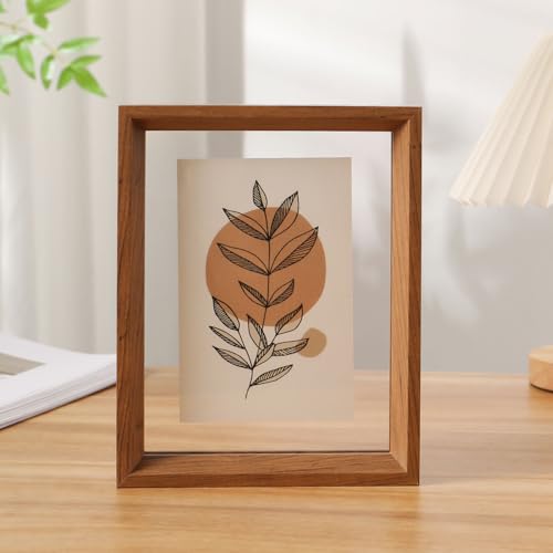 Machtiging Doppelglas Bilderrahmen,Schwebender Bilderrahmen Aus Holz,Doppelseitiger Bilderrahmen Aus Acryl Glas,Bilderrahmen,A3/A4,Staubdicht,Klar,Anti-Fall,Kratzfest,FüR Fotos,Kunstwerke,Poster von Machtiging