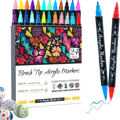 Acrylfarben-Marker, doppelte Spitze, wasserfeste Farbmarker für alle Altersgruppen und Niveaus, zweifarbig, für Lehrer, Kunstbedarf für Stein, Glas, Keramik von Maciun