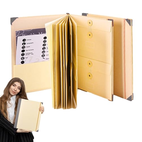 Akkordeon-Aktenordner, Fächermappe aus Papier, Briefgröße, Bürobedarf, Quittung, Organizer mit Etiketten für Rechnungen und Pässe Akkordeon-Aktenordner, Fächermappe aus Papier, Briefgröße, Bürobedarf, Quittung, Organizer mit Etiketten für Rechnungen und Pässe von Maciun