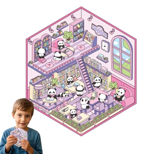 Aufkleber Raumszene | Panda-Thema, Miniatur-Raumaufkleber, dekorative Aufkleber, kratzfest, Bastelbedarf für Schulprojekte, Scrapbooking, Journaling, Partygeschenke von Maciun