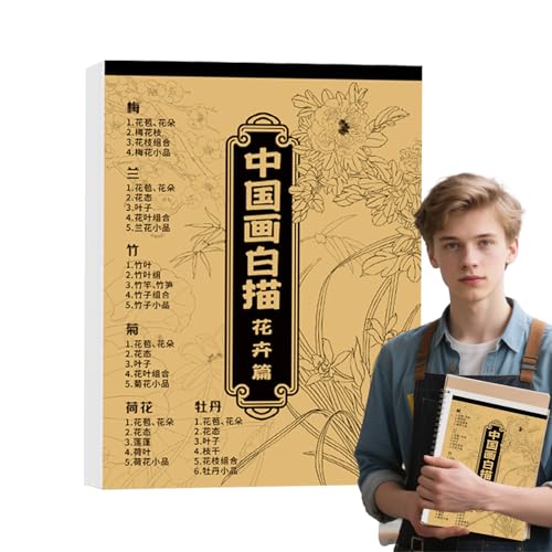 Chinesisches Mal- und Zeichenalbum, Anfänger, chinesisches Malen, weißes Zeichnen, Kopieralbum, traditionelles Blumen-Vogel-Thema, Kopierbuch für Jungen, Teenager, Erwachsene von Maciun