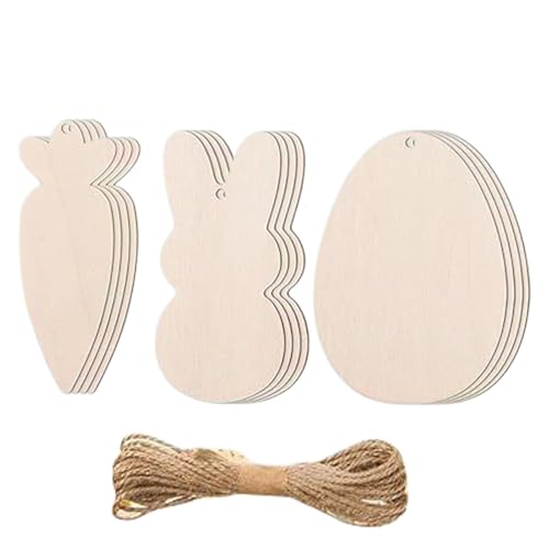 -Holzausschnitte, Holzausschnitt, Osterhasen-Ei, Karottenschilder, Frühlingsdekoration, Klassenzimmer, handgefertigt für Kinder, Erwachsene von Maciun