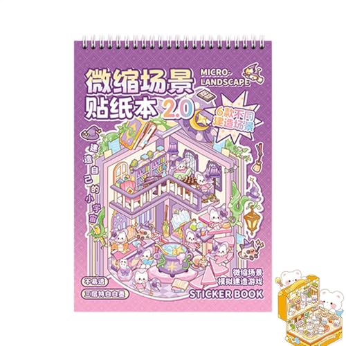 Landschaftsaufkleber, Szenenbuch, Scrapbooking-Aufkleber, 3D-Miniatur, lustige Scrapbook-Aufkleber, Raumaufkleber, Buchentlastung, Stress, niedliche Hausaufkleber für Kinder und Erwachsene von Maciun