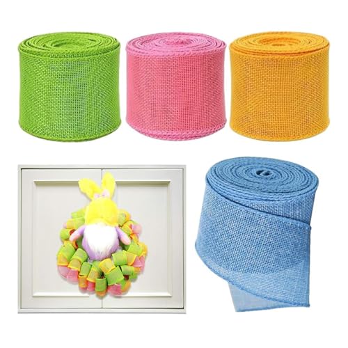 Maciun Buntes Osterband mit Draht, 4 Rollen, solides dekoratives Bauernhaus-Band, Drahtrand, Party-Dekoration für Thanksgiving, Weihnachten und Ostern Maciun Buntes Osterband mit Draht, 4 Rollen, solides dekoratives Bauernhaus-Band, Drahtrand, Party-Dekoration für Thanksgiving, Weihnachten und Ostern von Maciun