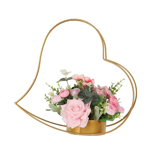 Maciun Geometrische Hochzeitsdekoration – eleganter herzförmiger Blumenkorb aus Eisen, Blumenbouquet-Aufbewahrung für Zuhause, Tischdekoration von Maciun