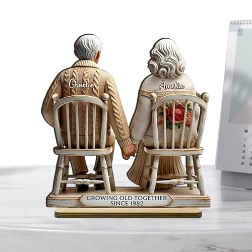 Maciun Growing Old Together Figurines | Holzfiguren, altes Paar-Modell, symbolisiert dauerhafte Liebe, Schreibtisch-Holzfiguren für Freundin, Ehefrau, Freundin von Maciun