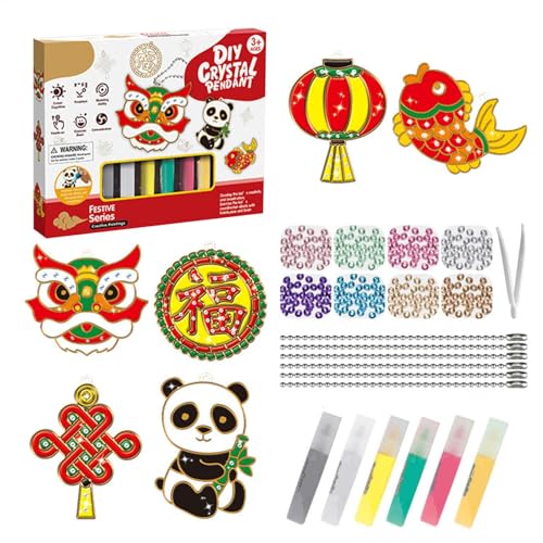 Maciun Kristallmalerei-Set, Kunstbedarf für Kinder, Kreativität, Weihnachtskunst, Fensterkunst, Sonnenfänger, Kunst-Kits für Kinder, Weihnachten, praktisch von Maciun