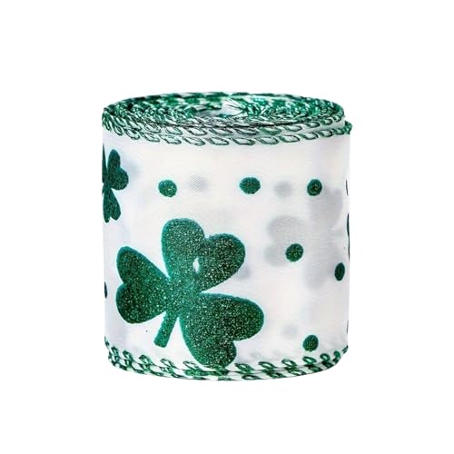 Maciun Stoffband mit karierten Punkten, grünes Ripsband, weiches Ripsband, Saint Patrick's Dekor für mehrere Anwendungen von Maciun