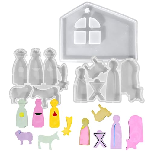 Maciun Weihnachtskrippen-Gießformen aus Silikon | Krippen-Silikonformen für Jesus' Geburtsthema | Kerzenherstellung Formen 3D Gipsform Antihaft zum Basteln von Harz Kunst Gips Maciun Weihnachtskrippen-Gießformen aus Silikon | Krippen-Silikonformen für Jesus' Geburtsthema | Kerzenherstellung Formen 3D Gipsform Antihaft zum Basteln von Harz Kunst Gips von Maciun